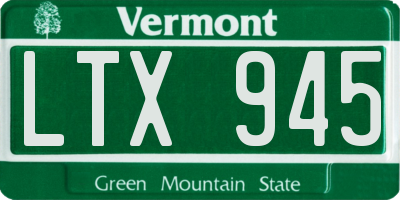 VT license plate LTX945