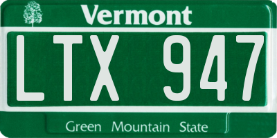VT license plate LTX947