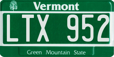 VT license plate LTX952