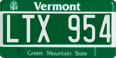 VT license plate LTX954