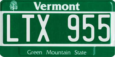 VT license plate LTX955