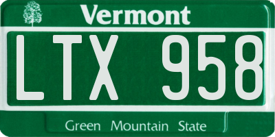 VT license plate LTX958