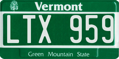 VT license plate LTX959