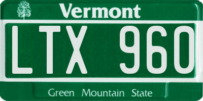 VT license plate LTX960