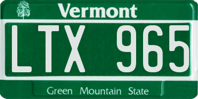 VT license plate LTX965