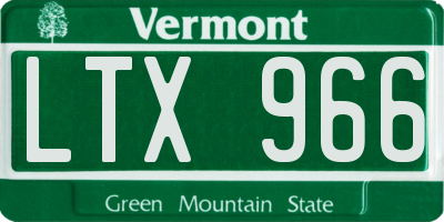 VT license plate LTX966