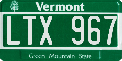 VT license plate LTX967