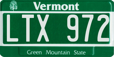 VT license plate LTX972