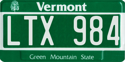 VT license plate LTX984