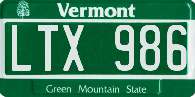 VT license plate LTX986