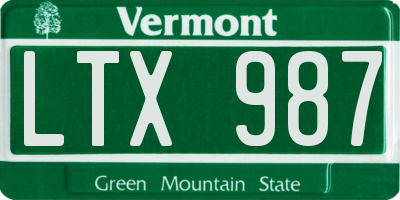 VT license plate LTX987