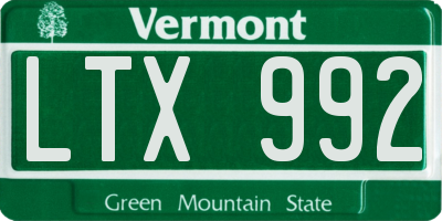 VT license plate LTX992