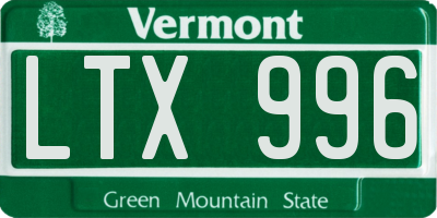 VT license plate LTX996