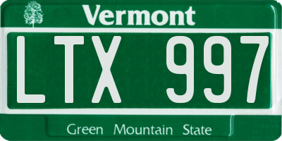 VT license plate LTX997