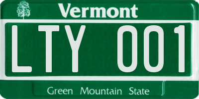VT license plate LTY001