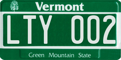VT license plate LTY002