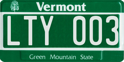 VT license plate LTY003