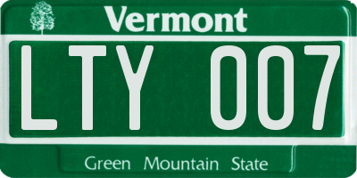 VT license plate LTY007