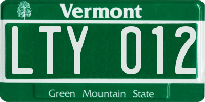VT license plate LTY012