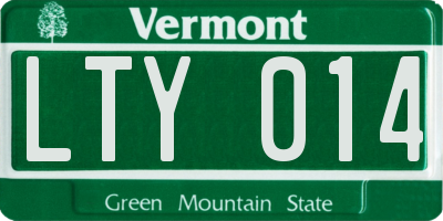 VT license plate LTY014