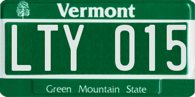 VT license plate LTY015