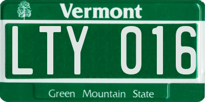 VT license plate LTY016