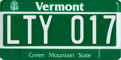 VT license plate LTY017