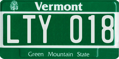 VT license plate LTY018