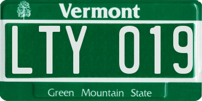 VT license plate LTY019