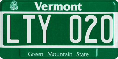 VT license plate LTY020