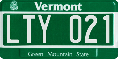 VT license plate LTY021