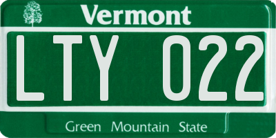 VT license plate LTY022