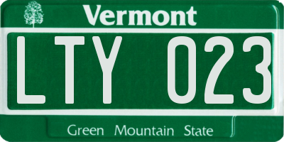 VT license plate LTY023