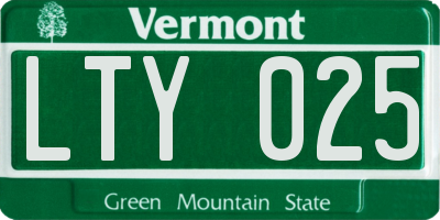 VT license plate LTY025