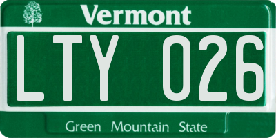 VT license plate LTY026