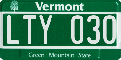 VT license plate LTY030