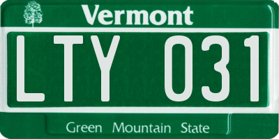 VT license plate LTY031