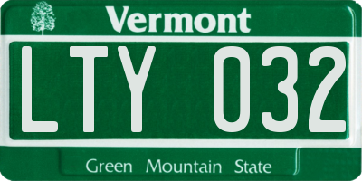 VT license plate LTY032
