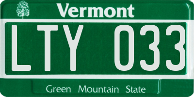 VT license plate LTY033