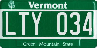 VT license plate LTY034