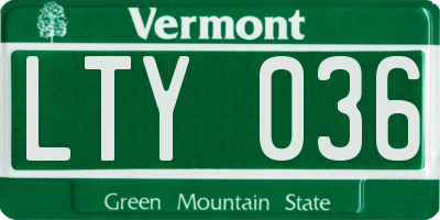 VT license plate LTY036