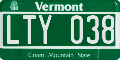 VT license plate LTY038