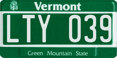VT license plate LTY039