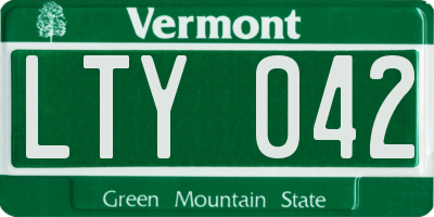 VT license plate LTY042
