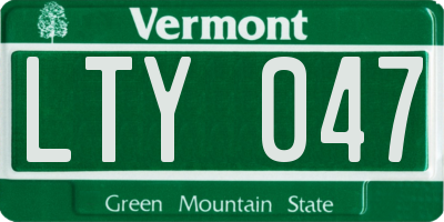 VT license plate LTY047