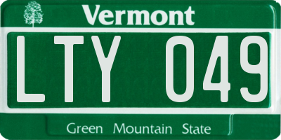 VT license plate LTY049