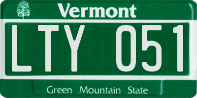 VT license plate LTY051