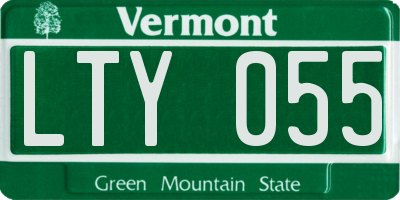 VT license plate LTY055
