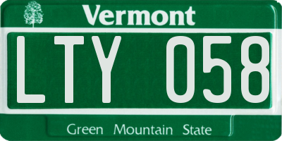 VT license plate LTY058