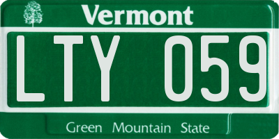 VT license plate LTY059